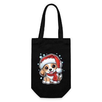 chien avec bonnet de noel - Sac à bouteille - noir - Devant