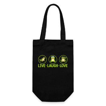 LIVE LAUGH LOVE- Frosch Tshirt - Geschenkbeutel für Flaschen - Schwarz - Vorne