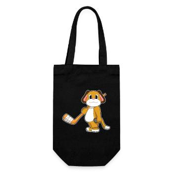 Hund Eishockey Eishockeyschläger - Geschenkbeutel für Flaschen - Schwarz - Vorne