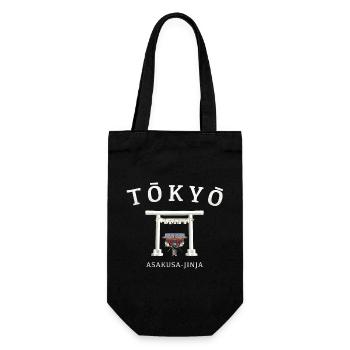 Tokyo, Japan, Torii Asakusa- jinja Hand Drawing - Gift Bag for Bottles - black - Front