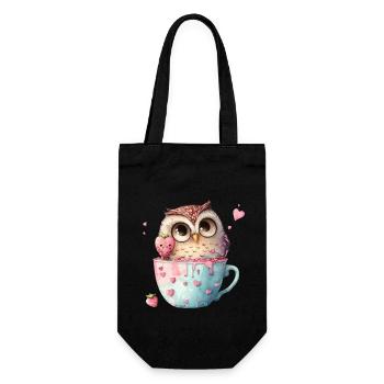 Eule Eulen - Geschenkbeutel für Flaschen - Schwarz - Vorne