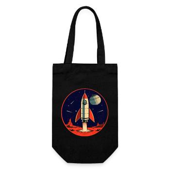 Rocket Launch from Planet Earth - Journey to the Moon - Gift Bag for Bottles - black - Front