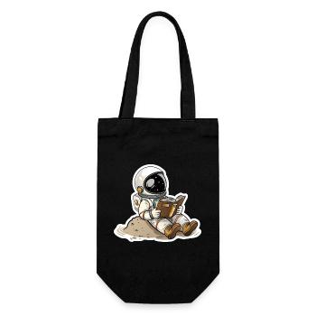 Astronaut comfortably on a planet and reading - Gift Bag for Bottles - black - Front