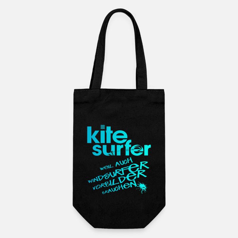 Kitesurfer vs Windsurfer - Geschenkbeutel für Flaschen - Schwarz