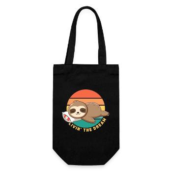Funny Happy Lazy Sleeping Sloth Livin' the Dream - Gift Bag for Bottles - black - Front