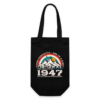 77th Birthday Original December 1947 Volume 47 - Gift Bag for Bottles - black - Front