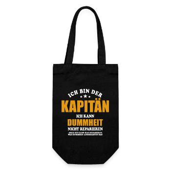 Ich bin Kapitän ich kann Dummheit nicht reparieren - Geschenkbeutel für Flaschen - Schwarz - Vorne