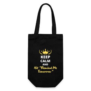 "Keep Calm and Hit 'Rewind Me Tomorrow'" - Flemme - Gift Bag for Bottles - black - Front
