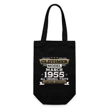 70. Geburtstag Oldtimer März Jahrgang 1955 - Geschenkbeutel für Flaschen - Schwarz - Vorne