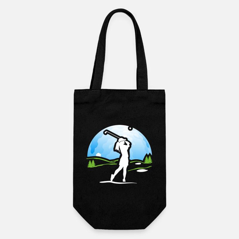 Golferin Golf Golf Shirt Geschenk - Geschenkbeutel für Flaschen - Schwarz