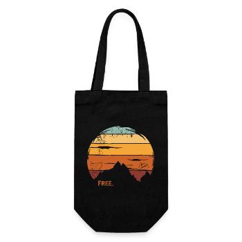Retro Outdoor Bergsymbol mit Sonnenuntergang - Geschenkbeutel für Flaschen - Schwarz - Vorne