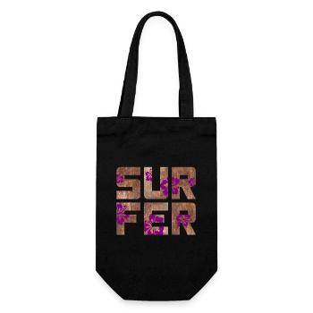 Surfer Hawai Hibiscus Blossom Vacation Water Sports - Gift Bag for Bottles - black - Front