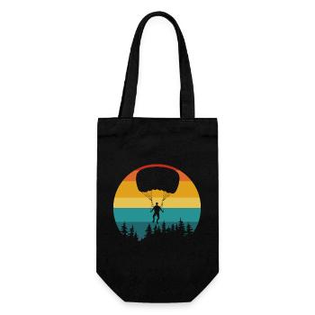 Parachutiste silhouette nature rétro - Sac à bouteille - noir - Devant