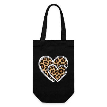 Heart with leopard print - Gift Bag for Bottles - black - Front