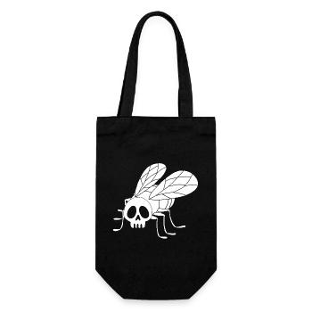 Fly Skull (weiß) - Geschenkbeutel für Flaschen - Schwarz - Vorne