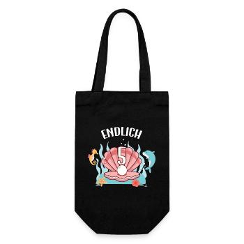 Motif d’anniversaire de coquillage enfin fille de 5 ans - Sac à bouteille - noir - Devant