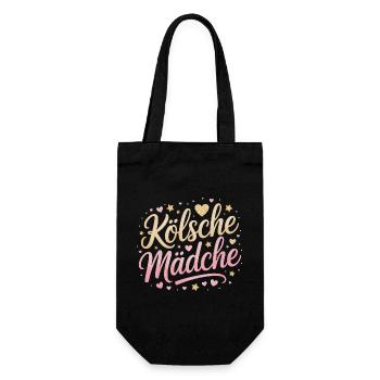 Kölsche Mädche Karneval Köln Kölle Kölsch Mädchen - Geschenkbeutel für Flaschen - Schwarz - Vorne
