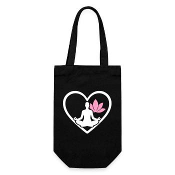 Yoga Herz Frau Silhouette Lotus Wellness - Geschenkbeutel für Flaschen - Schwarz - Vorne