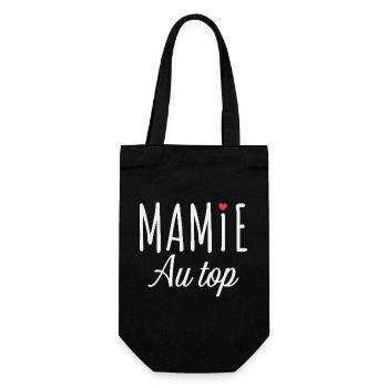 Mamie au Top – Message Touchant et Familial - Sac à bouteille - noir - Devant