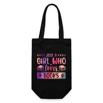 Just a girl who loves books - Geschenkbeutel für Flaschen - Schwarz - Vorne