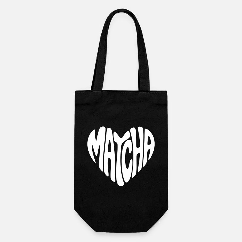 Matcha Herz - Geschenkbeutel für Flaschen - Schwarz