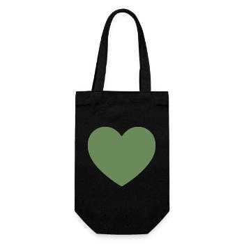 green heart green gift valentine's day - Gift Bag for Bottles - black - Front