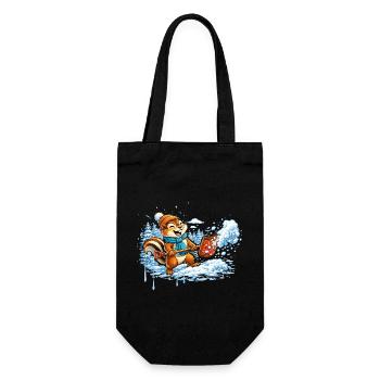 Streifenhörnchen beim Schneeschippen – Winterspaß - Geschenkbeutel für Flaschen - Schwarz - Vorne