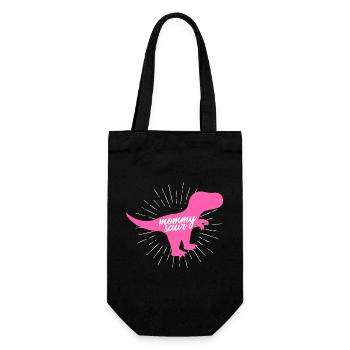 Mommysaurier T-Rex Mama Dinosaurier-Silhouette - Geschenkbeutel für Flaschen - Schwarz - Vorne