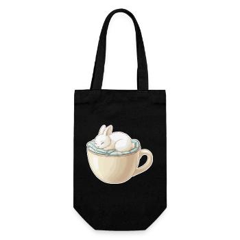 Un lapin endormi dans une tasse - Sac à bouteille - noir - Devant