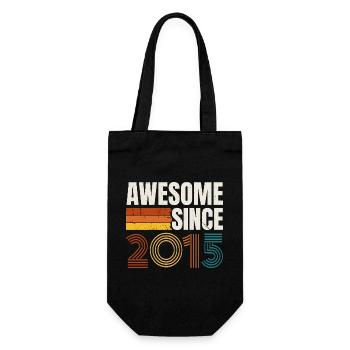 Awesome Since 2015 Retro Vintage Birthday - Gift Bag for Bottles - black - Front