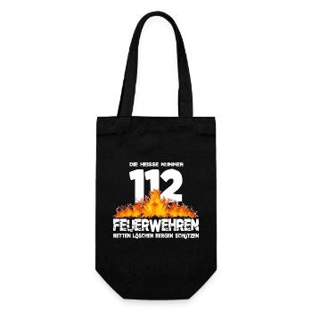 Feuerwehr 112 die heisse Nummer - Geschenkbeutel für Flaschen - Schwarz - Vorne
