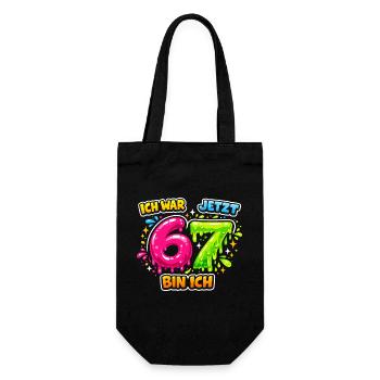 67 Six Seven Meme Gen Alpha Gift - Gift Bag for Bottles - black - Front