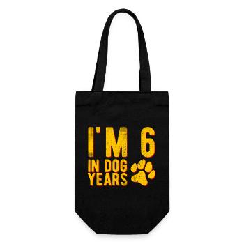 Ich bin 6 im Hundejahr, 40 Jahre Geburtstag, lustig. Lustig. - Geschenkbeutel für Flaschen - Schwarz - Vorne