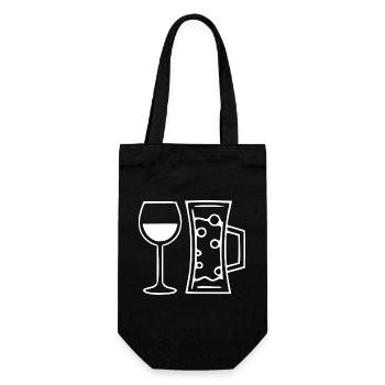 Wein Weinglas Rotwein Weißwein  - Geschenkbeutel für Flaschen - Schwarz - Vorne