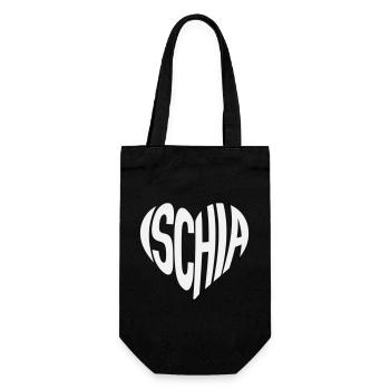 Ischia Heart Shape Typo - Gift Bag for Bottles - black - Front