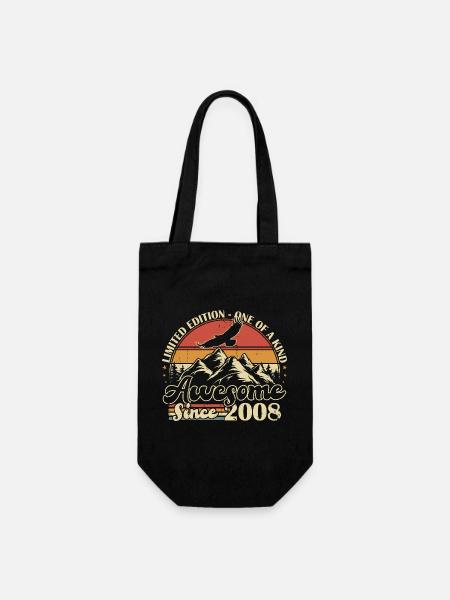 2008 Jahrgang Vintage Geburtstag Geschenk Retro  - Geschenkbeutel für Flaschen - Schwarz