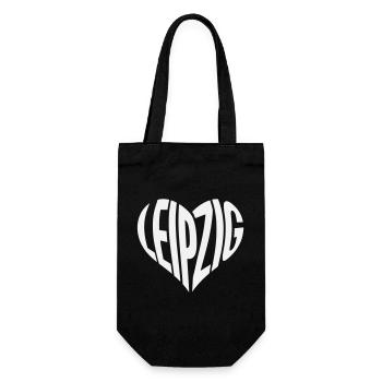 Leipzig Heart Typo - Gift Bag for Bottles - black - Front