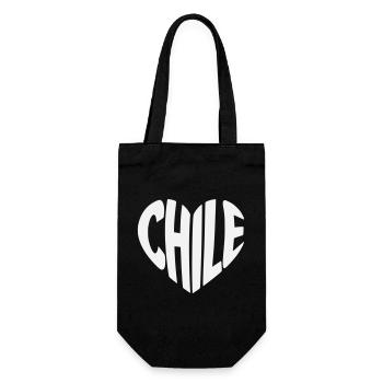 Chile Herz Typografie Design - Geschenkbeutel für Flaschen - Schwarz - Vorne