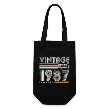 Jahrgang 1987 Retro Vintage Geburtstag Geschenk - Geschenkbeutel für Flaschen - Schwarz - Vorne