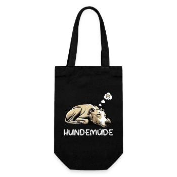 Hundemüde Whippet Windhund Whippets Whippethalter - Geschenkbeutel für Flaschen - Schwarz - Vorne