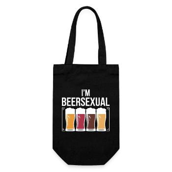 Ich bin biersexuell lustiger Biertrinkender Humor Zitat - Geschenkbeutel für Flaschen - Schwarz - Vorne