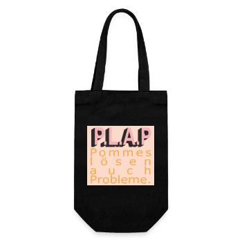 PLAP Pommes Probleme Typo - Geschenkbeutel für Flaschen - Schwarz - Vorne
