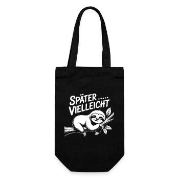 Lustiges Faultier - später vielleicht - Geschenkbeutel für Flaschen - Schwarz - Vorne