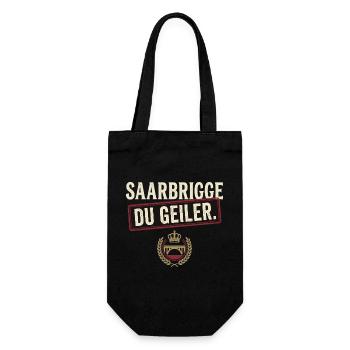 Saarbrigge Du Geiler Stadt Spruch Saarländer - Geschenkbeutel für Flaschen - Schwarz - Vorne