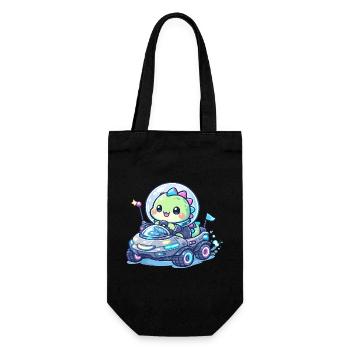 Kawaii Dino in the Space Rover - Gift Bag for Bottles - black - Front