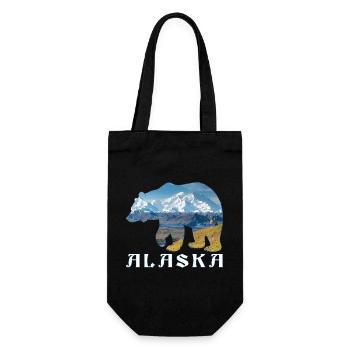 Alaskan Bear Lake and Mountain Alaska Souvenir - Gift Bag for Bottles - black - Front