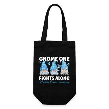 Gnome One Fights Alone Light Blue Prostate Cancer - Gift Bag for Bottles - black - Front