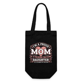 Stolze Mama, großartige Tochter | Mutter-Tochter-Humor - Geschenkbeutel für Flaschen - Schwarz - Vorne