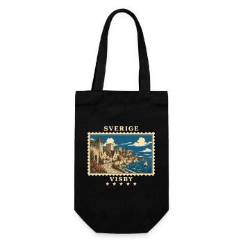Schweden Visby Vintage Reisemarke - Geschenkbeutel für Flaschen - Schwarz - Vorne