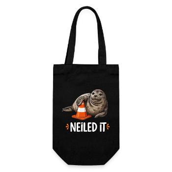 Neiled It Robbe Verkehrskegel Baustelle Humor - Geschenkbeutel für Flaschen - Schwarz - Vorne